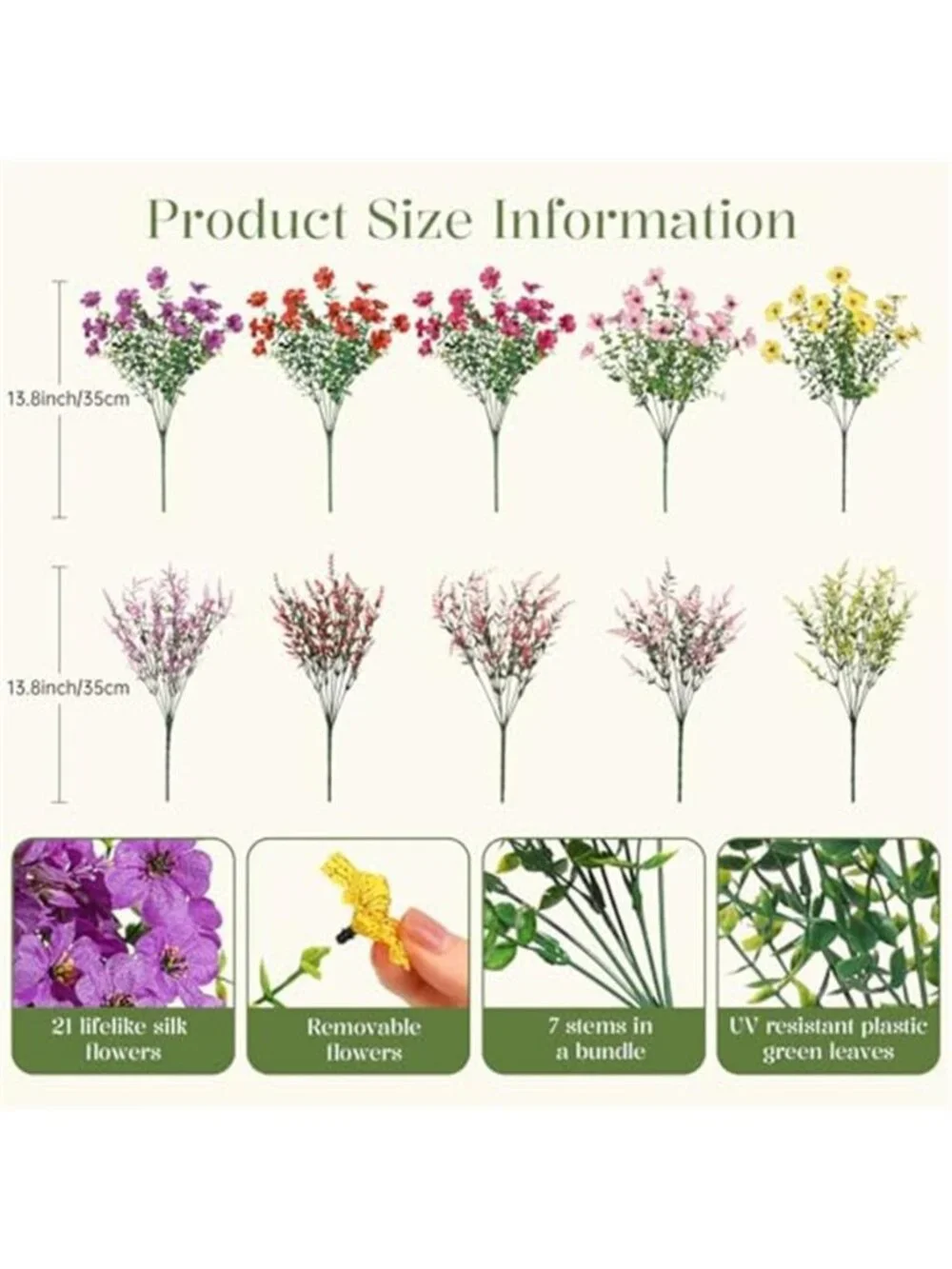 24 Bundles Artificial Flowers Outdoor UV Resistant Faux Silk Eucalyptus Lavender